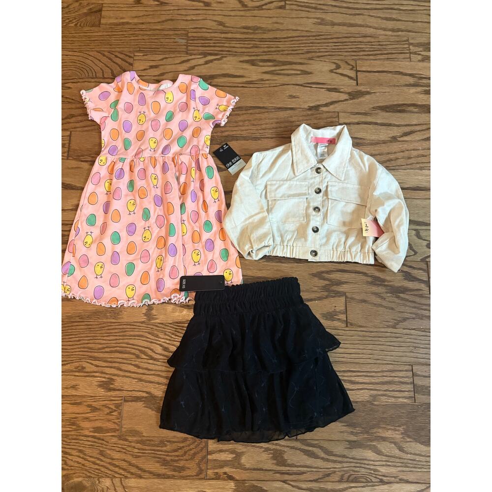 Okie Dokie Girls New Clothing Lot 3 Items Size 4/5 XS Dress, Skirt,‎ Jacket NWT